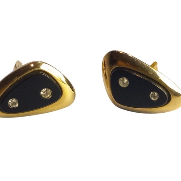 Sarah Coventry MCM Black Onyx Gold Bling Dice Cufflinks - Picture 2 of 10